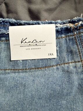 KanCan Light Blue Frayed Waist Denim Shorts